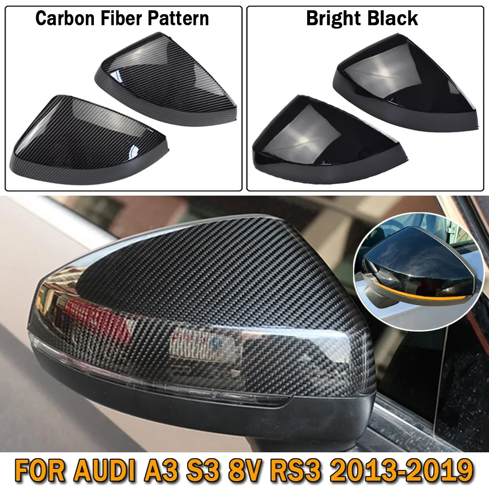 

2pcs For Audi A3 S3 8V RS3 Car Rearview Mirror Covers Cap Shell Housing door side wing mirror covers Car Accessories