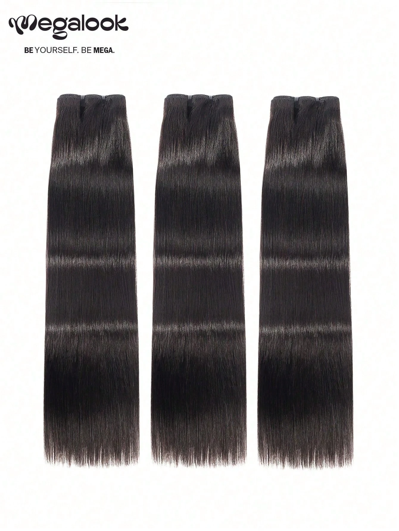 MEGALOOK 1pc & 3pcs Set Silky Straight 15A 100% Human Hair 16-26 Inch Pre-Plucked Hairline Natural Black Unprocessed Brazilian Hair Soft Voluminous Easy To Manage For Women
