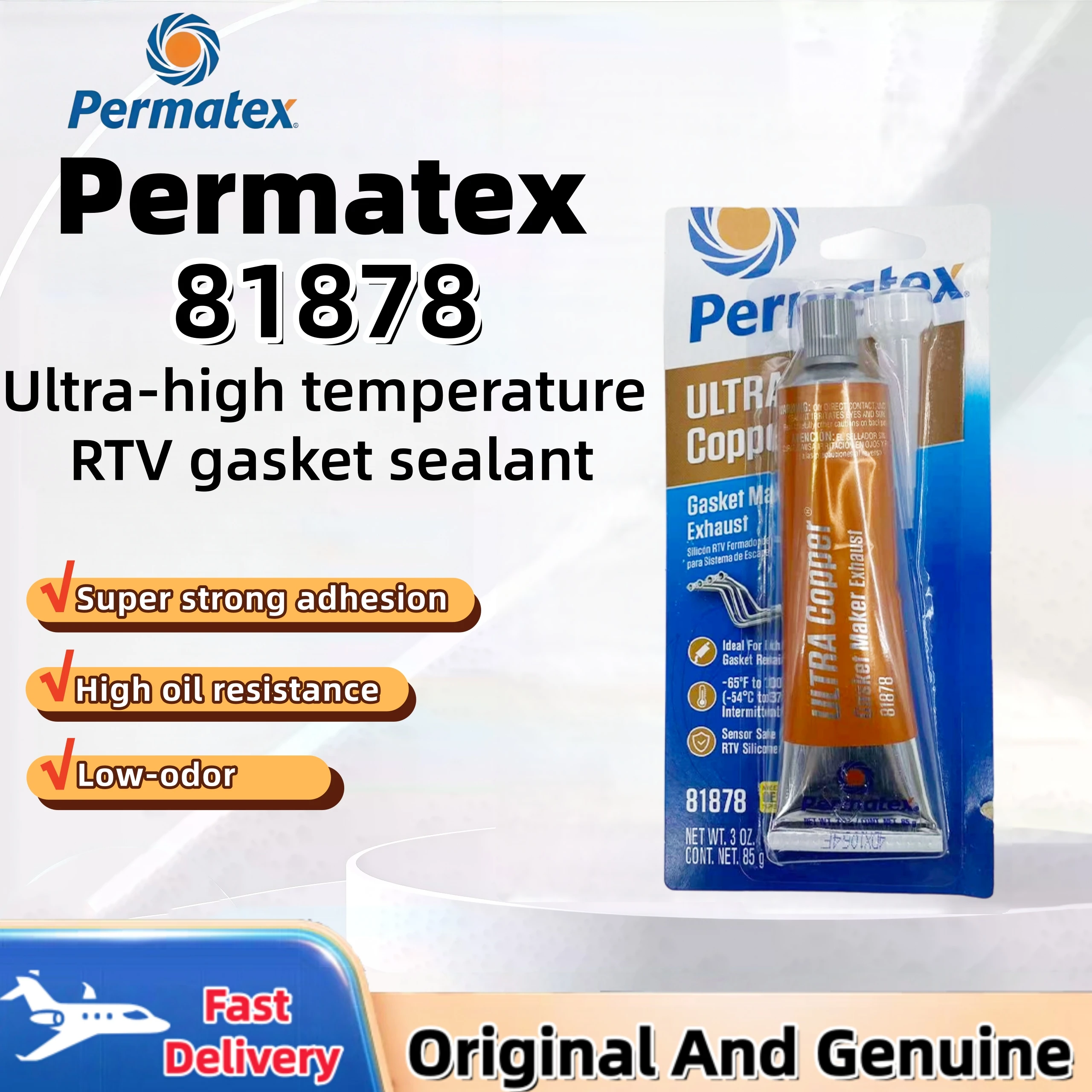 Permatex 81878 Ultra Copper RTV Silicone Gasket Adhesive High-Temperature And Oil Resistant for Automotive Repair