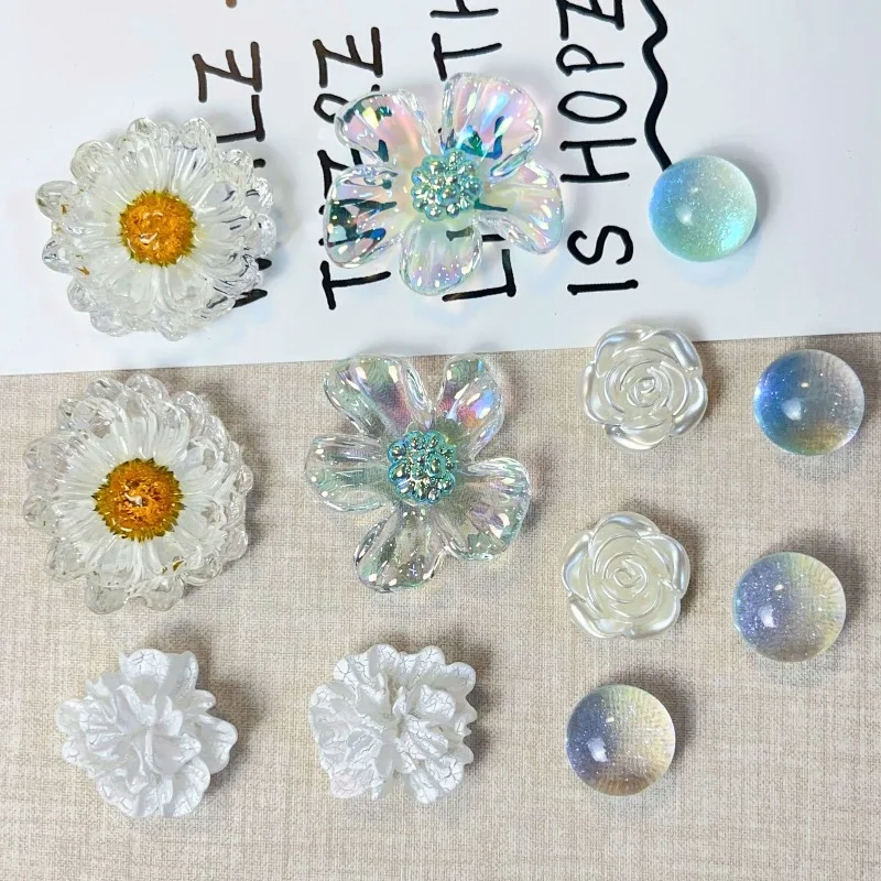 Fashion Shoe Charms Set Accessories Hole Shoe Buckle Summer Resin Daisy Pearl White Flower DIY Sandals Clogs Decorations Gifts