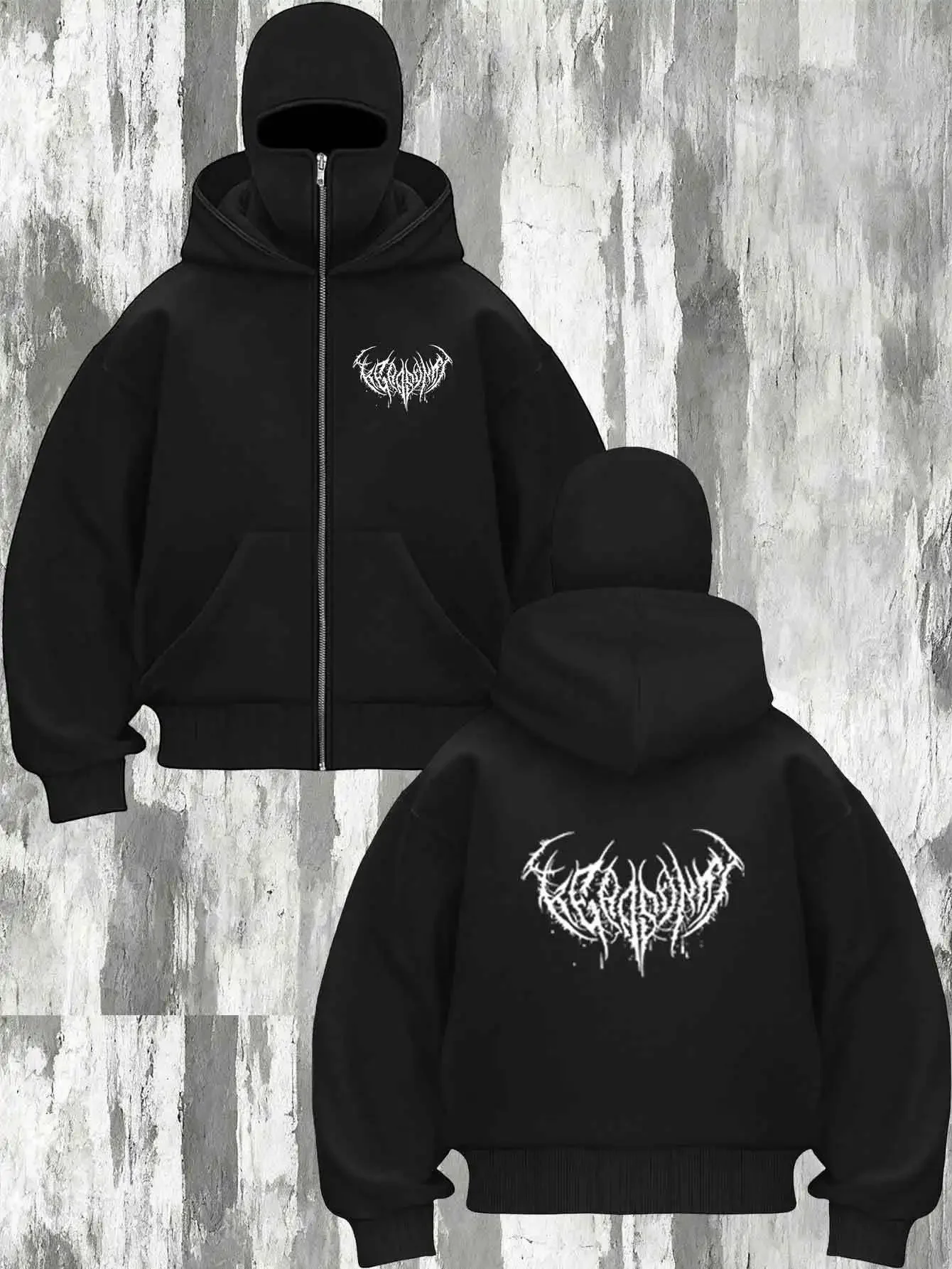 2026 Winter and Autumn New Hooded Headmask Men's and Women's Hoodie, Gothic Thorn Pattern Printed Trendy Casual Versatile