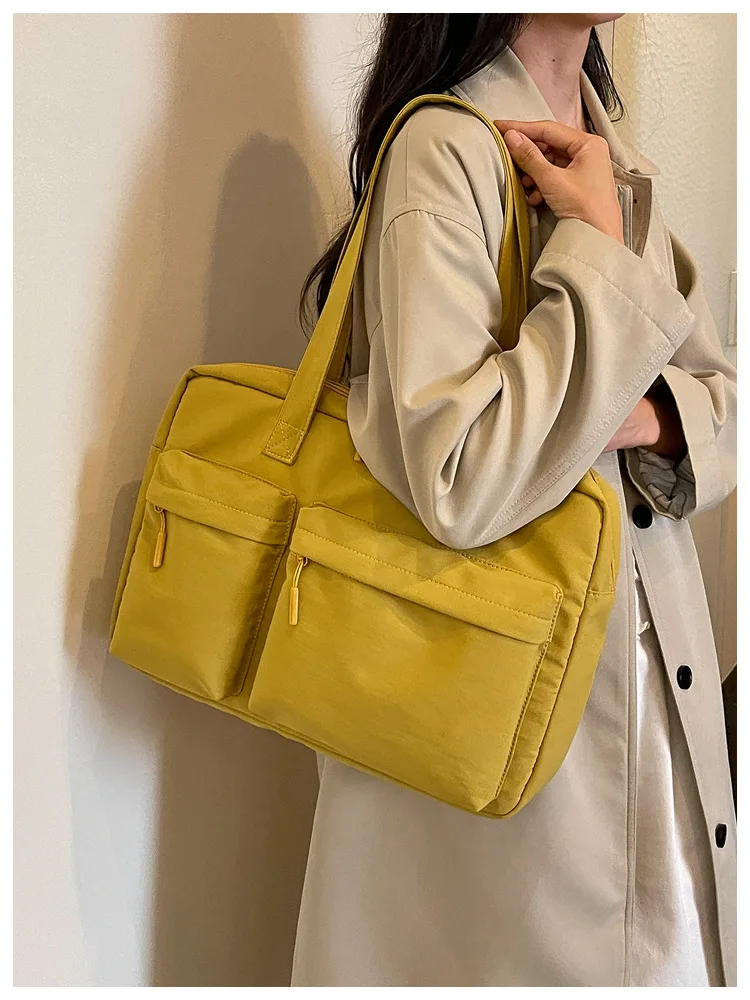 Lightweight Nylon Laptop Tote Bag for Women, Large Capacity Shoulder Handbag 13 14 15 15.6 16 Inch, Business Commuter Briefcase