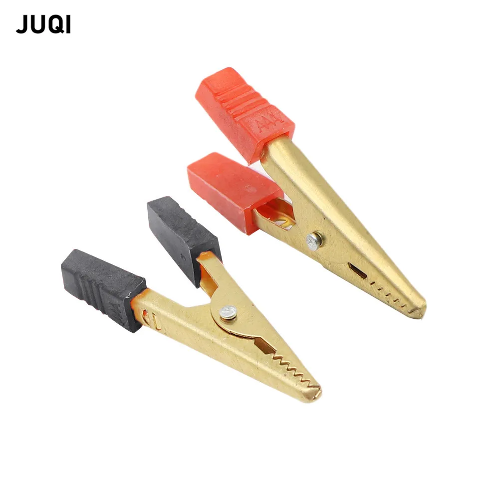 

High quality golden Insulated Crocodile clip Plastic Handle Cable Lead Test Charging Clamp Metal Crocodile Clamp Length 52mm