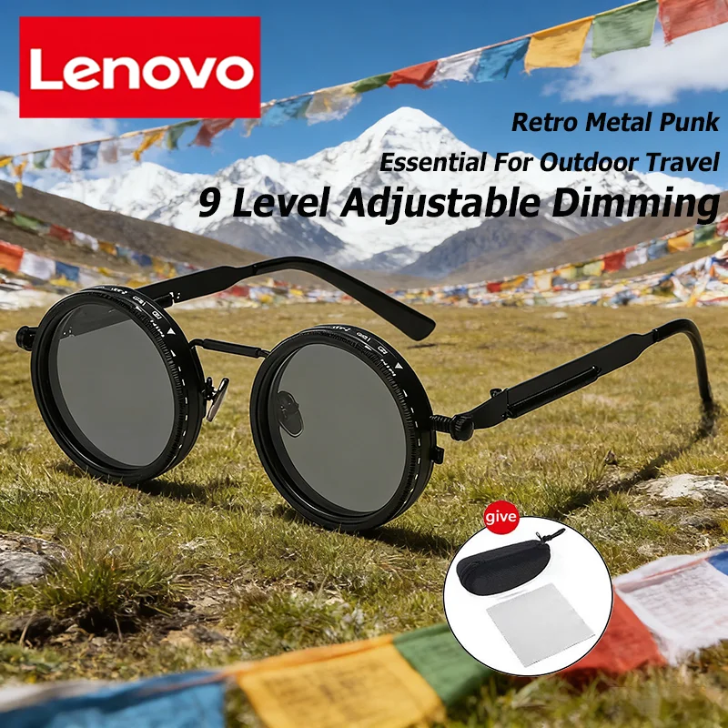 

Lenovo Retro Metal Round Punk 9 Level Adjustable Dimming Sunglasses Personality Polarized UV400 Outdoor Fashion Sunglasses