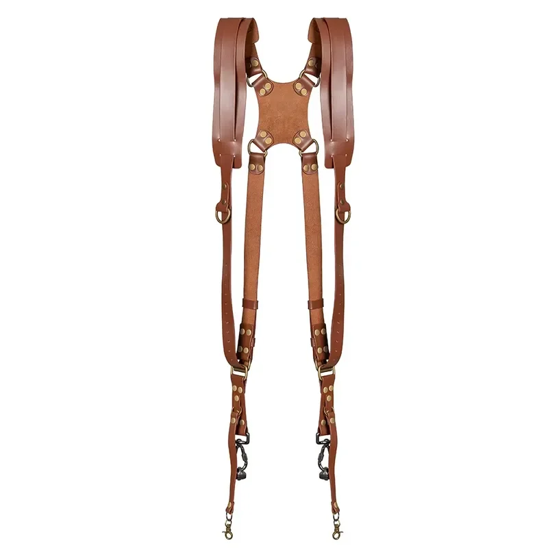 Luxury Leather Camera Strap Chest Hiking Photographer Strap Double Shoulder Adjustable Camera Accessories