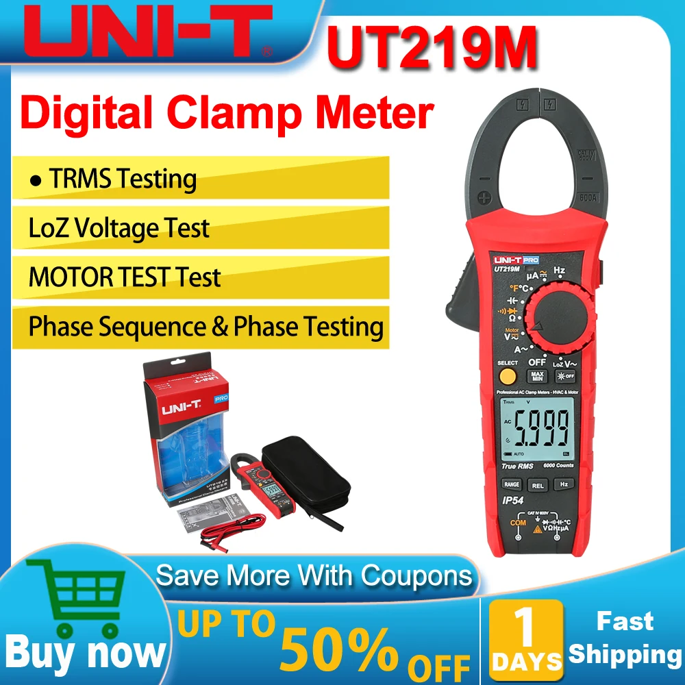 UNIT-T UT219M  Clamp Multimeter Ac Dc True RMS Manual Automatic Range Electric Clamp Meter Analog Digital Clamp Meter