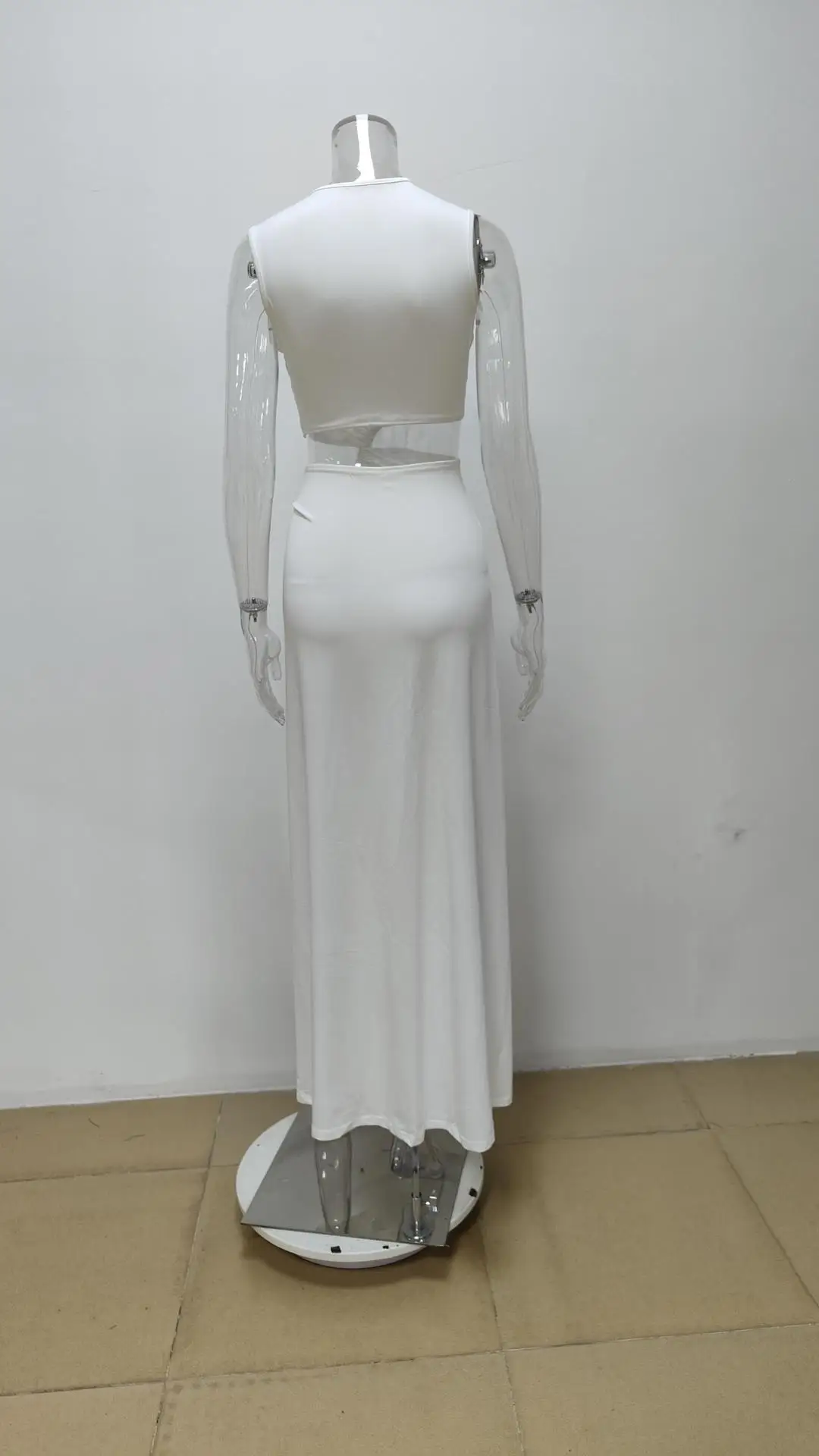 Neue Sommer Elegante Frauen Sexy Tiefem V Cut Out Schlitz Maxi Kleid Mode Lässig Ärmellose Taille Aushöhlen Outfits Dame Langes Kleid – Detail 7