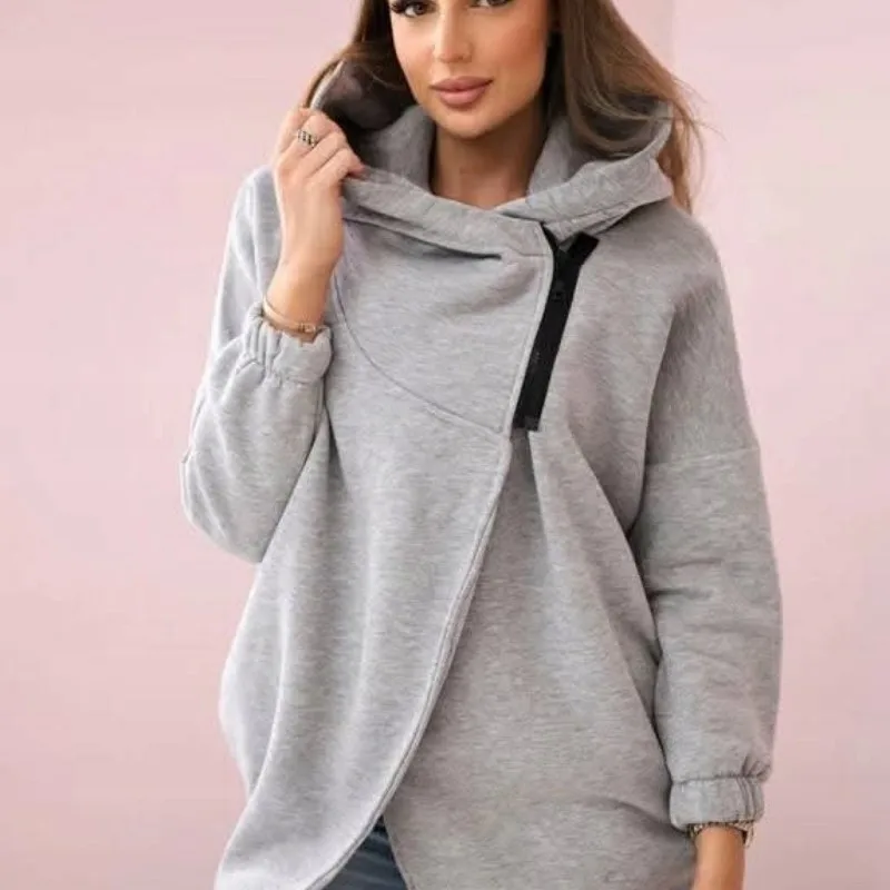 

Женская мода, однотонная спортивная флисовая теплая толстовка с капюшоном, осень 2023, повседневная куртка на молнии с длинными рукавами, женская повседневная куртка
