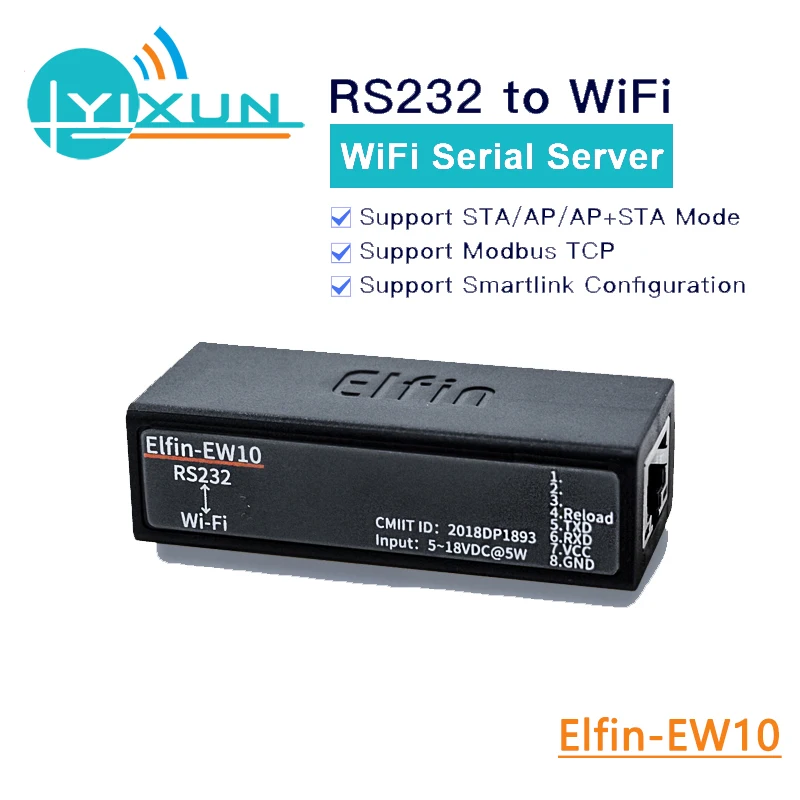 HF Elfin-EW10 series RJ45 RS232 to WIFI Serial Server Wireless Networking Devices Modbus TPC IP external antenna DTU module