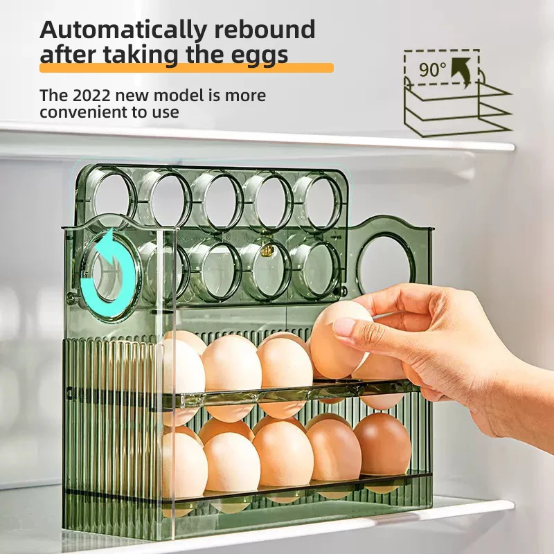 Turning Eggs Storage Box Organizer Fridge Automatic Rolling Eggs Holder Eggs Dispenser Container Kitchen Gadget Accessories Sets