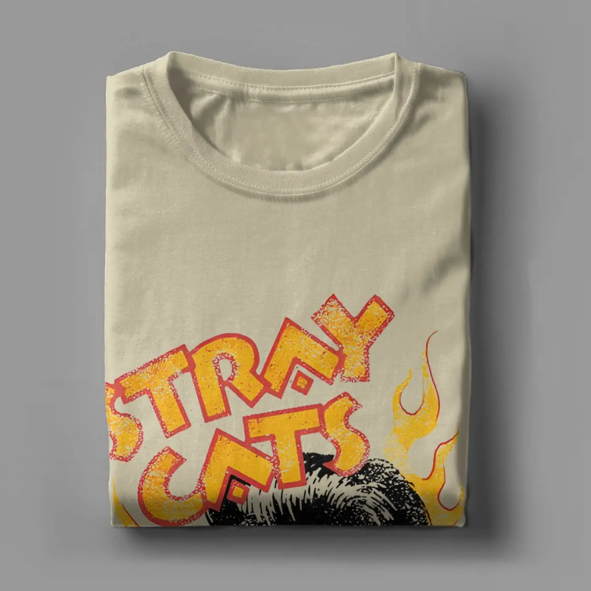 Stray Cats Rock This Town T-Shirt for Men Novelty 100% Cotton Tee Shirt Round Neck Short Sleeve T Shirt Gift Idea Clothing