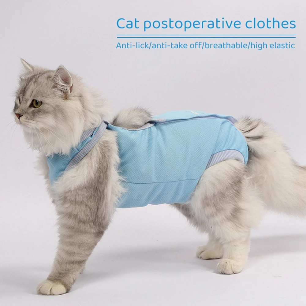 Small Dog Cats Jumpsuit Anti-lick Recovery Clothing After Surgery Cat Weaning Sterilizations Suit Solid Colour Pet Care Clothes