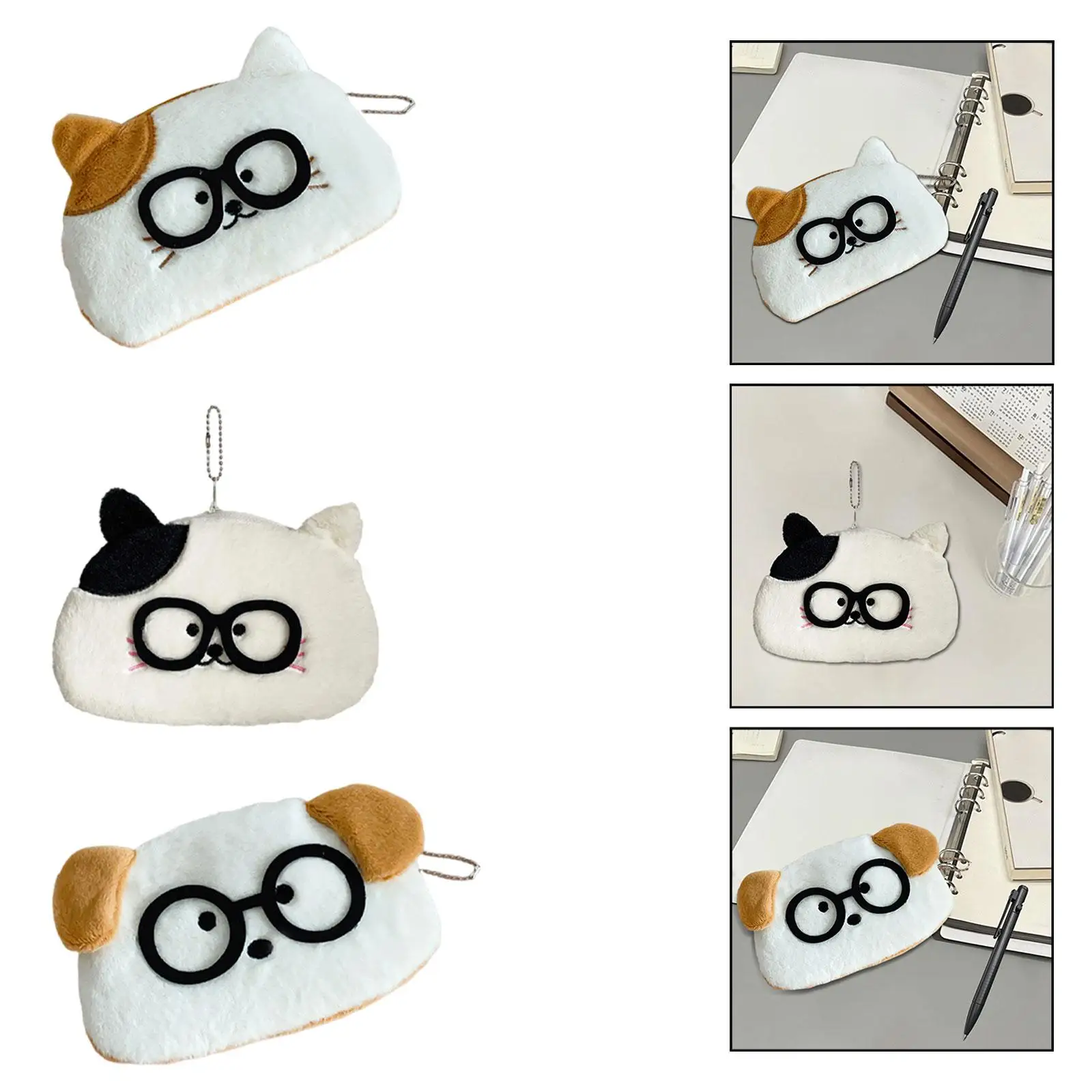 Estojo de lápis de pelúcia com fecho de zíper Bolsa de maquiagem para crianças adolescentes meninos e meninas