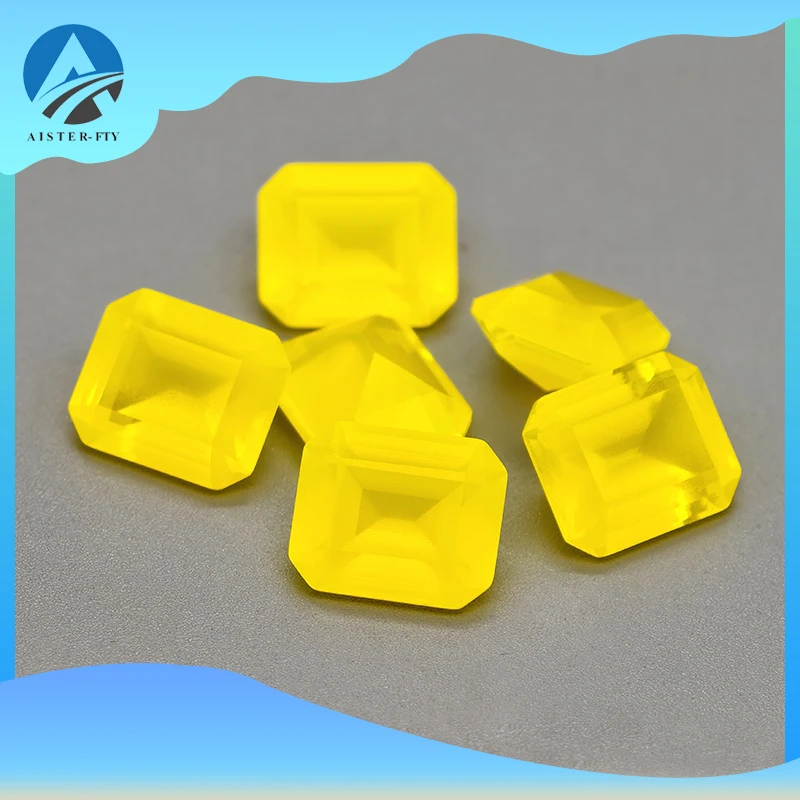 

Lab-grown Yellow YAG Matte texture Emerald Cut Yttrium Aluminium Garnet Loose Gemstones Lab Diamonds Empowering jewelry creation