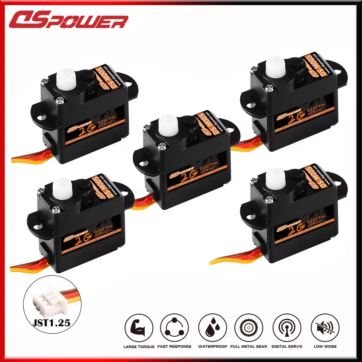 DSPOWER 1/5/10 Pcs 2g Micro Digital Servo Mini Servos JST1.25 for F949S RC Car Micro Servos Indoor Flight Airplane Models Servo