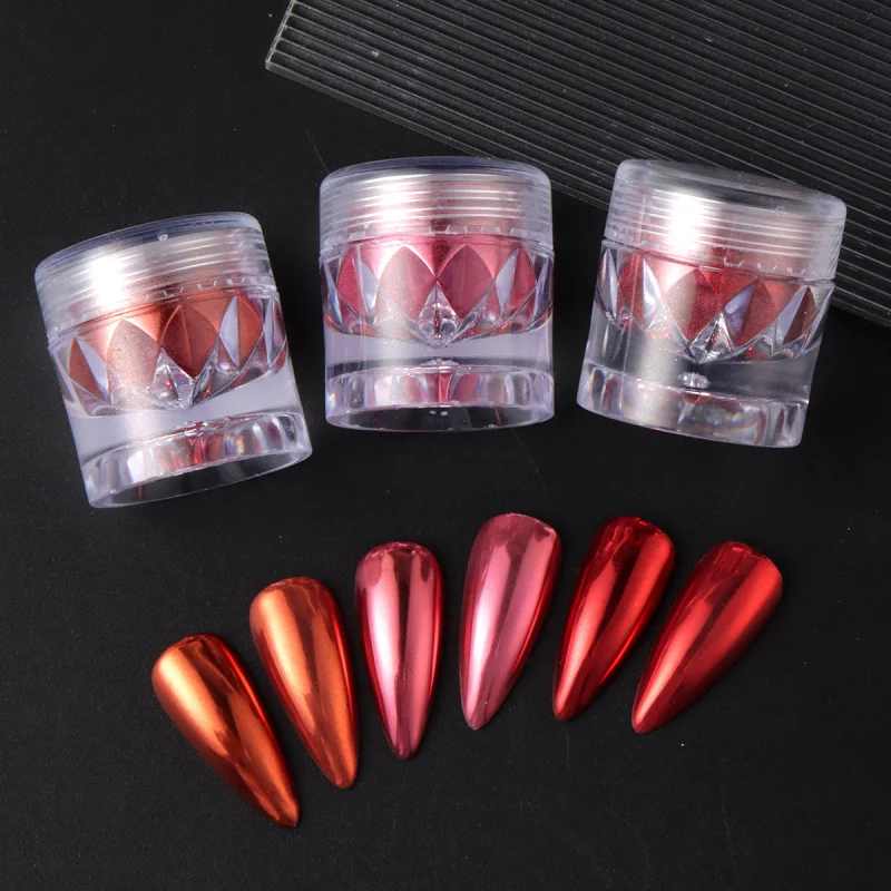 Chrom Rot Rosa Nagel Glitter Pulver Magischer Spiegel Metallic Reiben Pigment Flocken Staub Neujahr Valentinstag Nail art Dekor