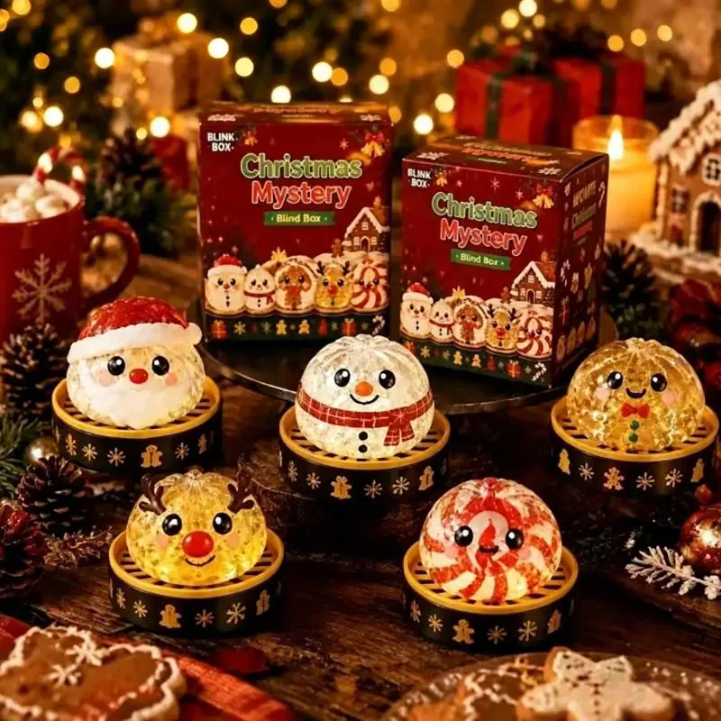 1Pcs Stress Relief Happy New Year Christmas Gift Christmas Dumpling Squeeze 8.5cm Snowman Elk Santa Claus Squeeze Toys With Box