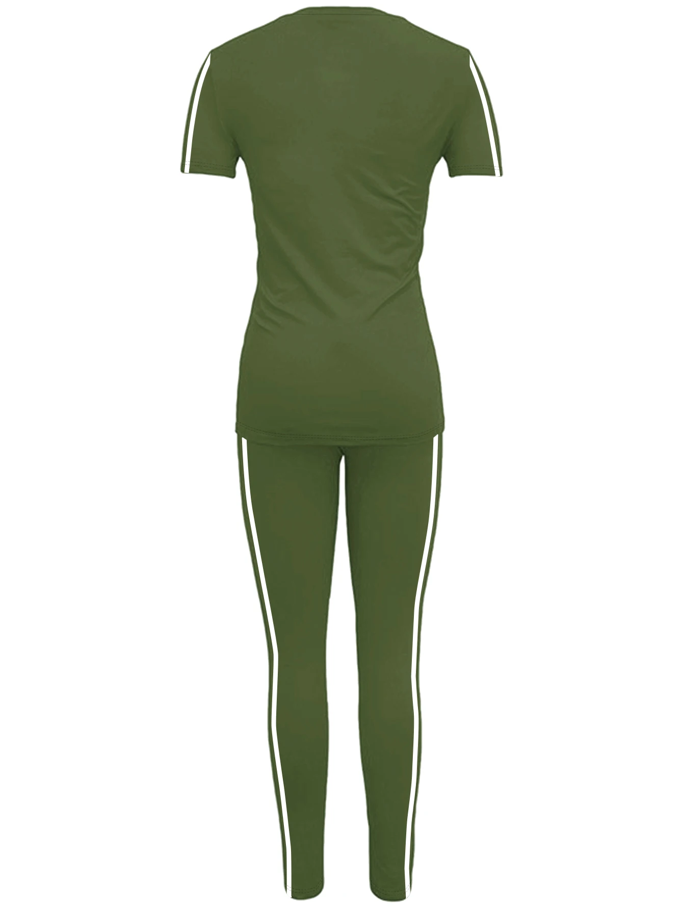 Women's Side-Striped Summer Sportswear Set Short Sleeve Long Pants Breathable Base Layer Clothing Colorful Casual Outfit