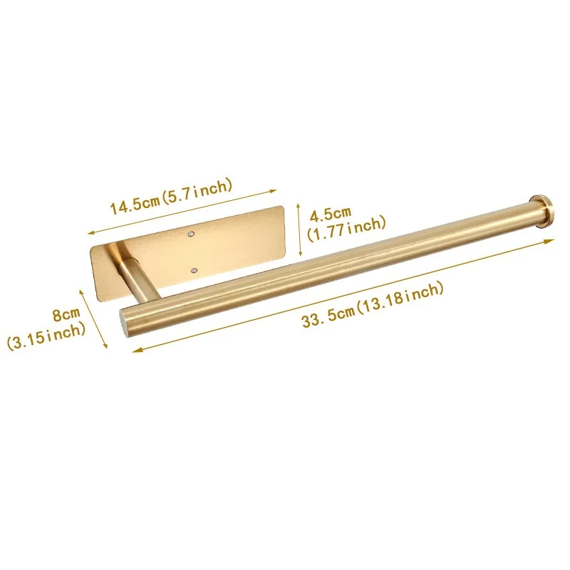 1 قطعة حامل المناشف الورقية تحت الخزانة جدار جبل الفولاذ المقاوم للصدأ المطبخ منشفة ورقية رف أسود ذاتية اللصق لا الحفر الحمام