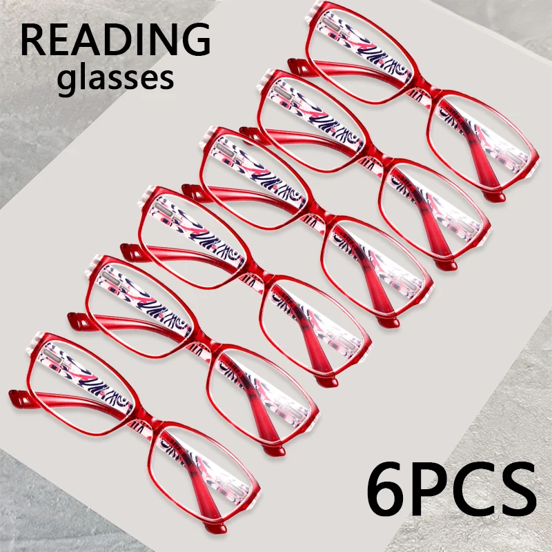 Reading Glasses Women Printed Reading Glasses Anti Blue Light Eyeglasses Unisex Red Glasses Men
