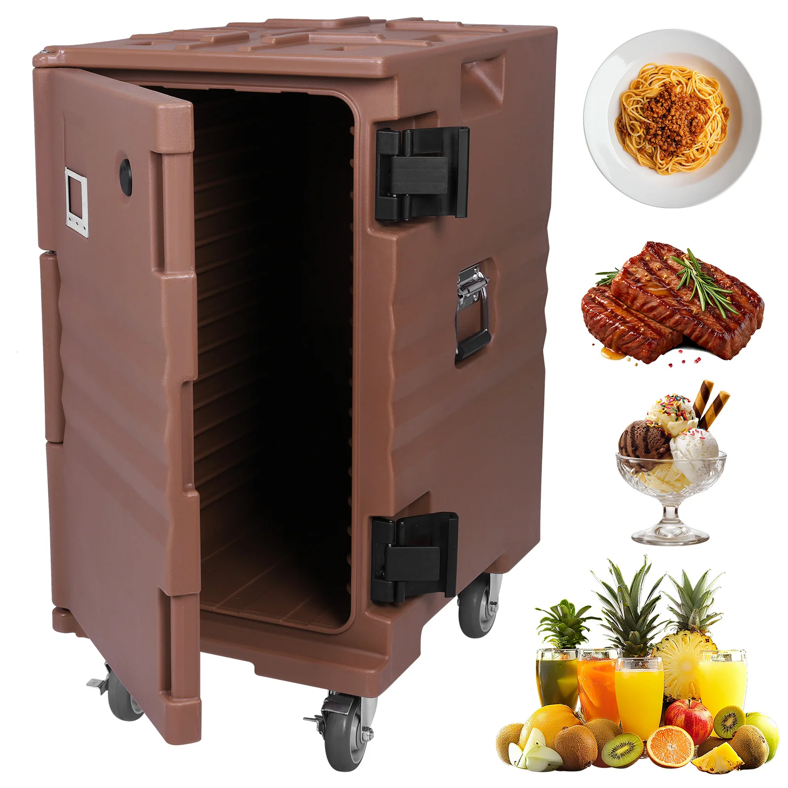 

118QT Insulated Food Pan Carrier Keep Cold and Warm Transportation Container with Wheels W/Handles for Catering & Transport