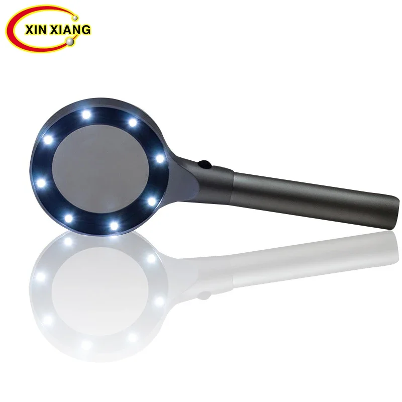 Voll Metall 8 LED Lupe 5X Beleuchtet Lupe zum Lesen Alle Optische Gläser Objektiv Lesen Lupe Handheld Lupa