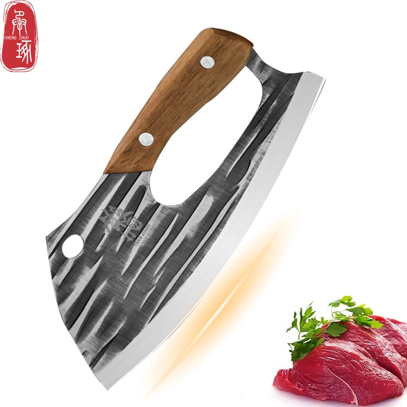 

Stainless Steel Butcher Knife Kitchen Fish-killing Knife Fruit Meat Cleaver Chef Effort Saving Boning Knife Wooden Handle