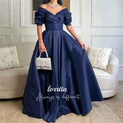 Customized Luxury Woman Women's Evening Dress Grace V-neck Dark Blue Prom Dresses 2024 Party Elegant Wedding Sharon Happy Womens