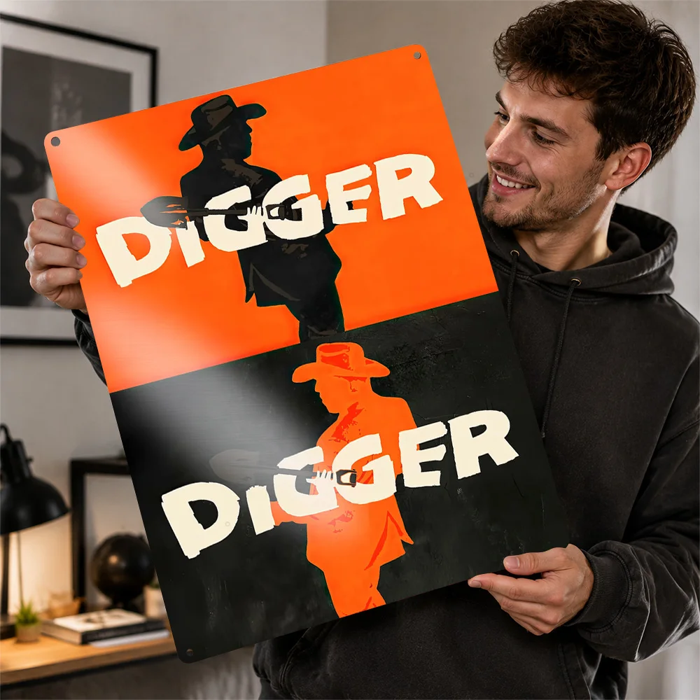 Digger Cowboy Graphic Metal Poster Perfect Gift for Fans Lovers Personalized Wall Art Metal Sign for Decoration Room Wand Deko