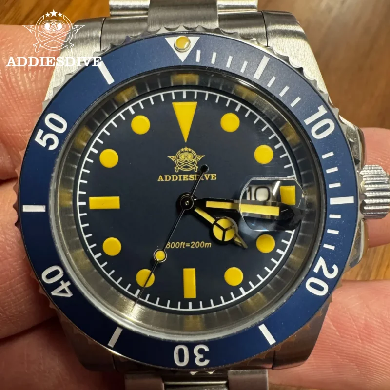 ADDIESDIVE AD2054 Orologio da uomo in acciaio inossidabile 316L verde luminoso 20Bar display impermeabile calendario orologio al quarzo Reloj Hombre