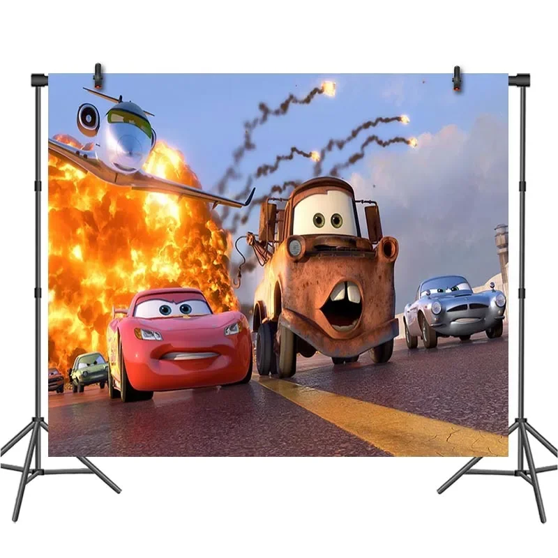 Disney Cars Mcqueen Backdrop Photography Vinyl Backdrops Birthday Party Decoration Christmas Background for Photo Studio NO DIY