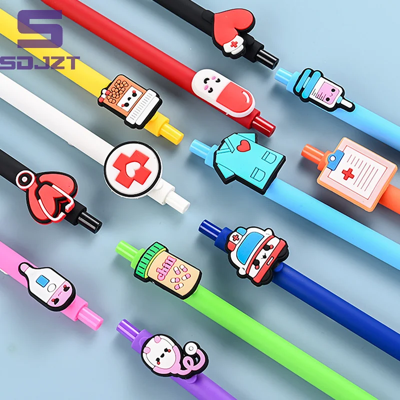 Nurse Doctor Gel Pens 0.5mm Black Ink Writing Pen Cute Cartoon Ornament Retractable Gel Pens Hospital Supplies