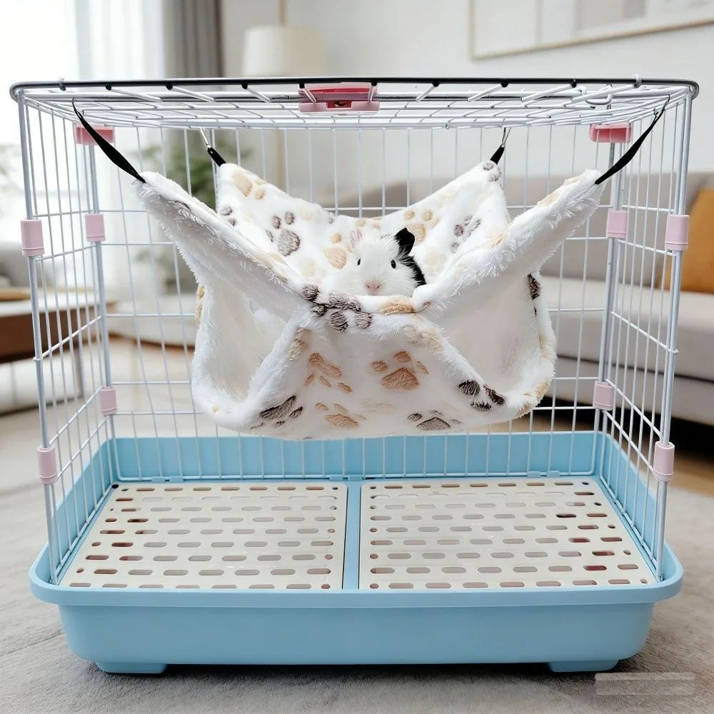 Cozy Plushie Hamster Hammock Double-layer Cage Mount Small Animal Sleeping Bag Thicken Warm Pet Rat Nest Winter Use