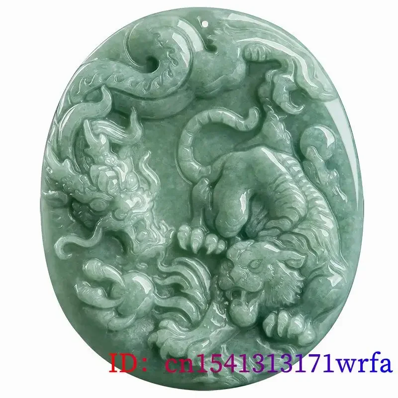 Imagem -05 - Burmese Jade Dragão Pingente para Homem Jóias Esmeralda Colar de Luxo Jadeite Natural Pedras Preciosas Tigre Presente Verde Pedra Esculpida Chinesa