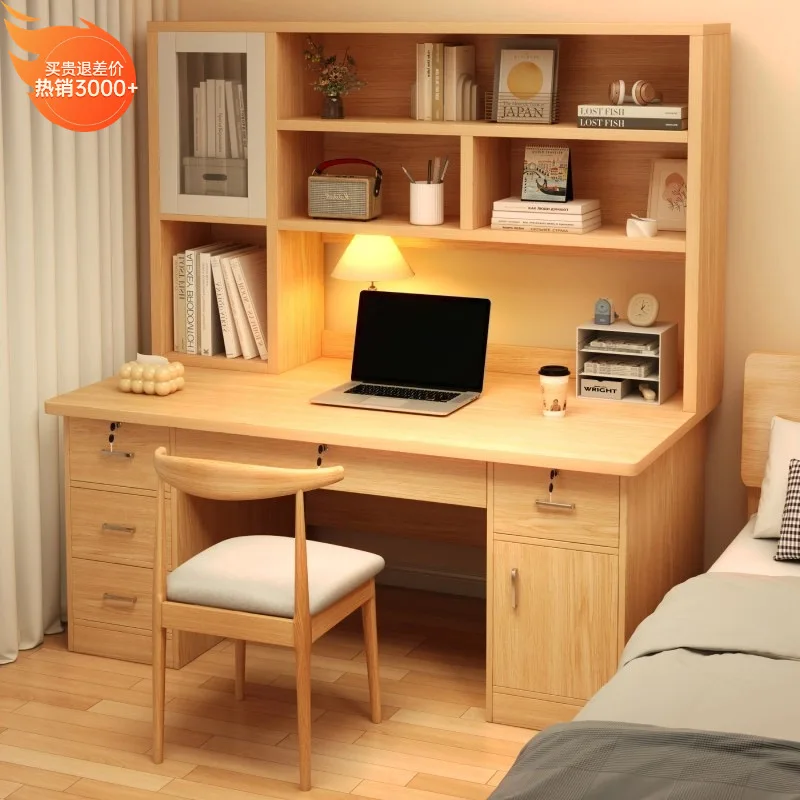 

Computer Desk Desktop Bookshelf Bookcase Integrated Table Bedroom Writing Desk Student Home Study Computer Table Laptop Stand