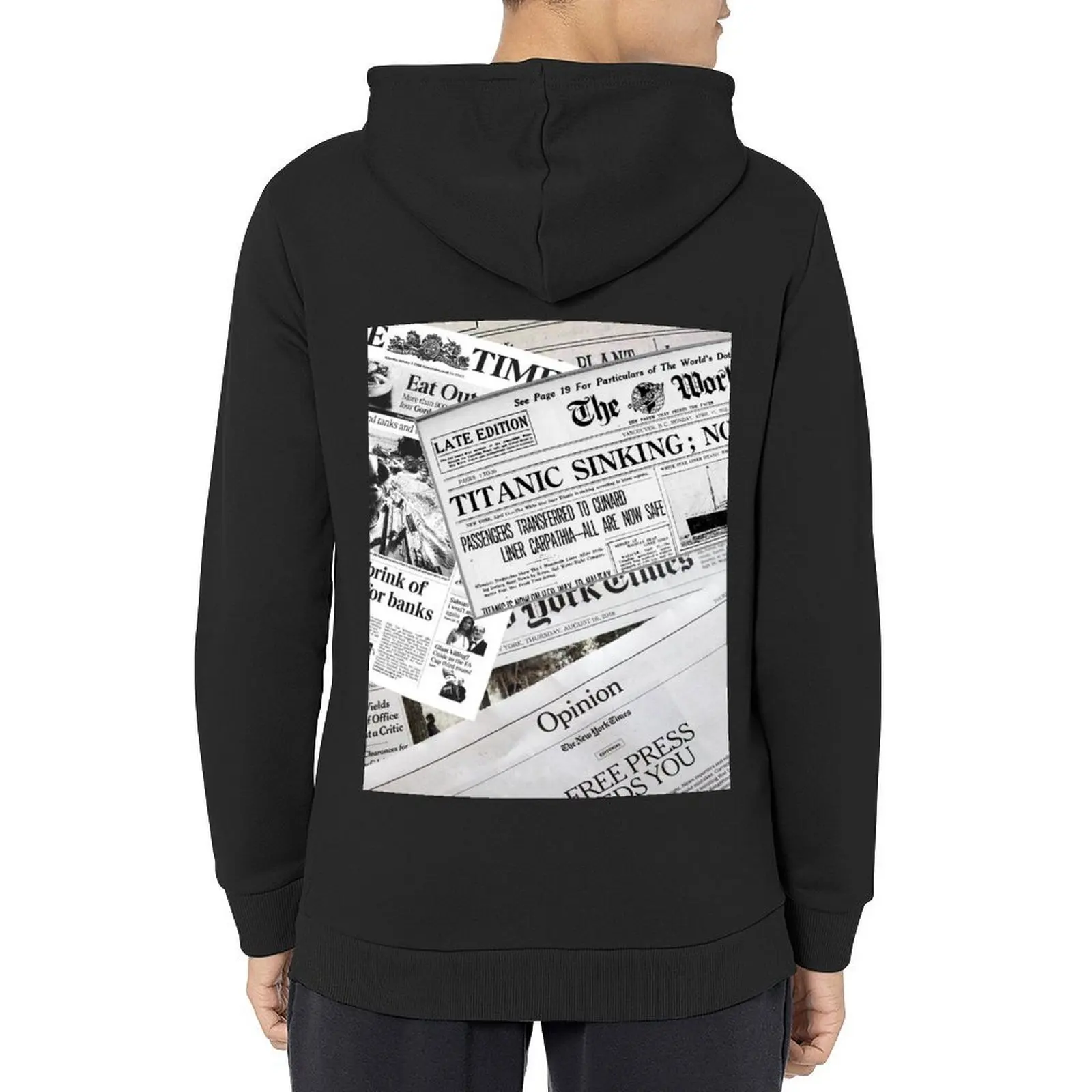

Old Newspaper Hoodie japanese style winter clothes korean style clothes male clothes graphic hoodies
