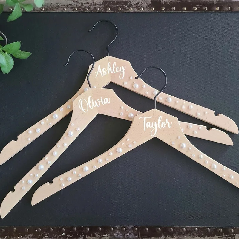 Personalized Name Wooden Dress Hanger Wedding engagement bachelorette hen party bridal shower decoration Bride Bridesmaid gift