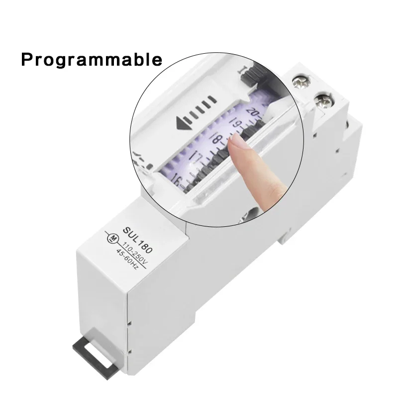 SUL180 15 Minutes Mechanical Timer 24 Hours Programmable Din Rail Time Switch Relay Measurement Analysis Instruments 96ON/OFF