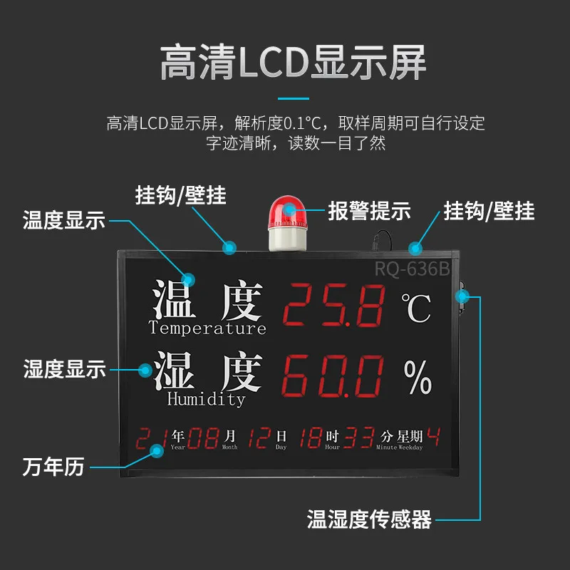 RQ-636B 400*600mm,RQ-626B 300*400mm Large Screen Digital Thermo-Hygrometer With Alert And Remote Control