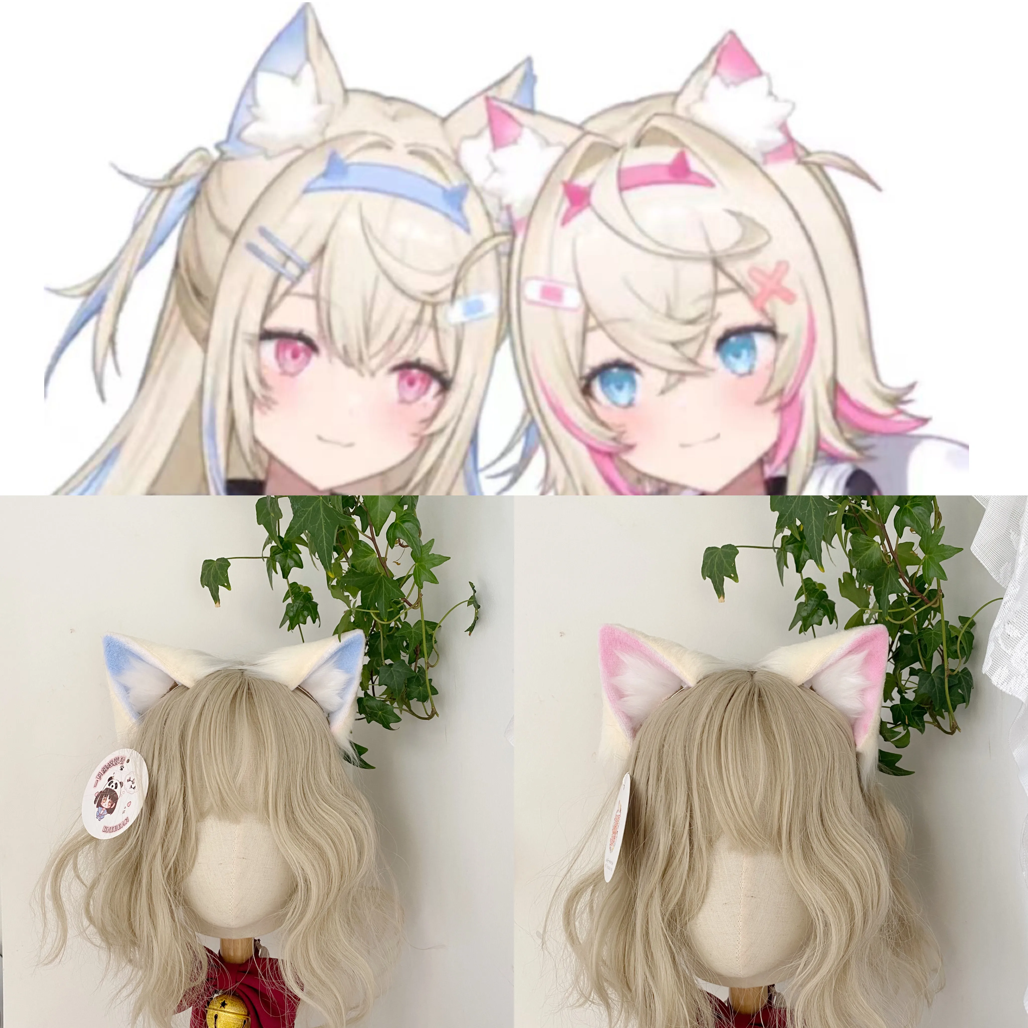 

New YouTuber Fuwawa Mococo Cosplay Accessories Cat Ears Hairhoop for Game Party Custom Made