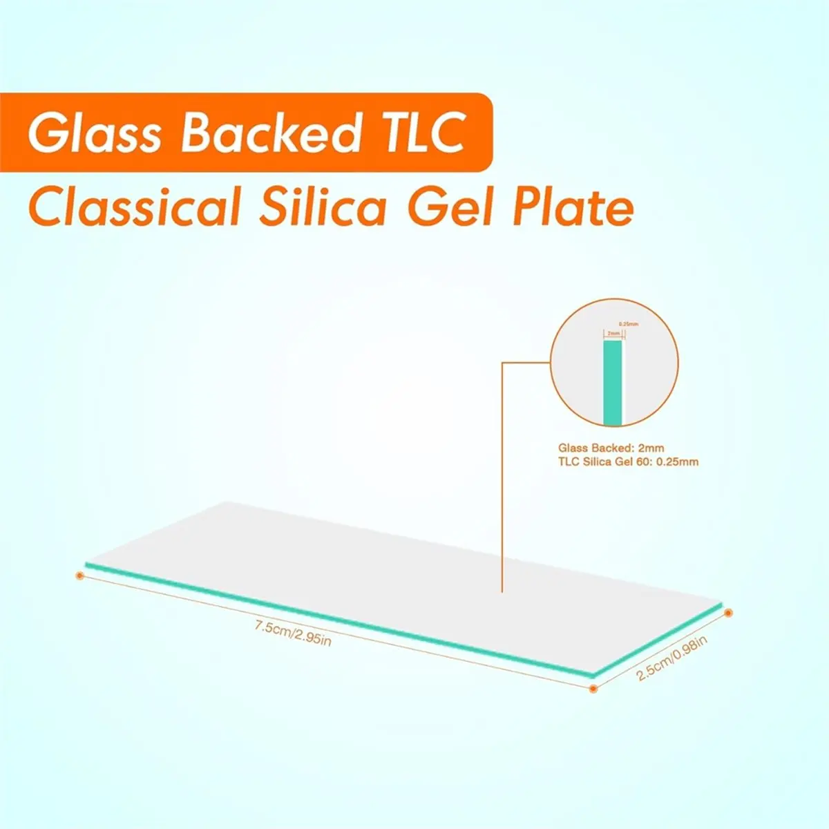 LUCK Glass Backed Classical Silica Gel GF254 2.5X7.5 cm Thin Layer Chromatography Analytical Plate with Silica,Pack of 80