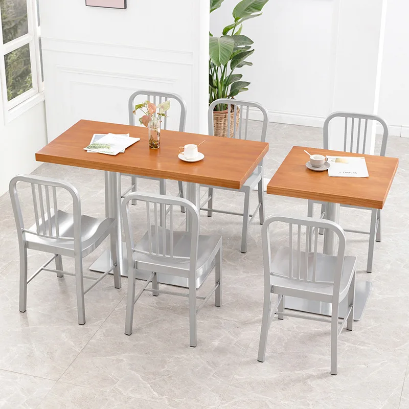 Bentwood Metal Frame 4 Seat Dining Chairs restaurant plywood university canteen furniture table set