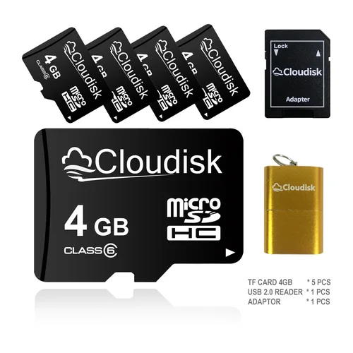 Cloudisk, Paquete De 5 Tarjetas Micro Sd, 1Gb, 2Gb, 4Gb,