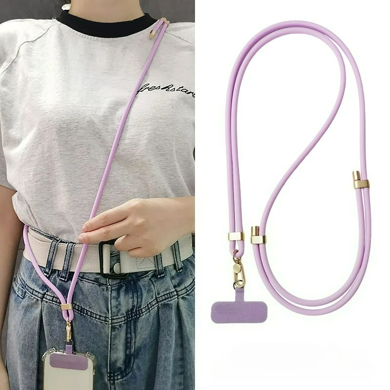 

Simple silicone mobile phone lanyard female crossbody adjustable strap long neck travel climbing rope