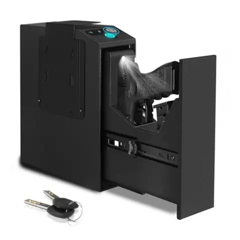 Auto Sliding Door Fingerprint Hand Gun Safe for Pistol Biometric Slider Handgun Gun Safe for Nightstand Desk Bed SideTruck Q20