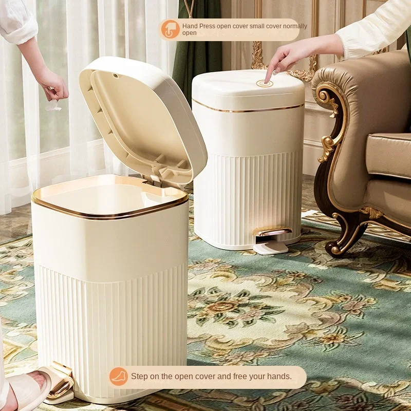 10/15L Living Room Trash Can with Lid Pedal Type  Trash Can Toilet Bedroom Office Paper Towel Basket Kitchen Trash Can