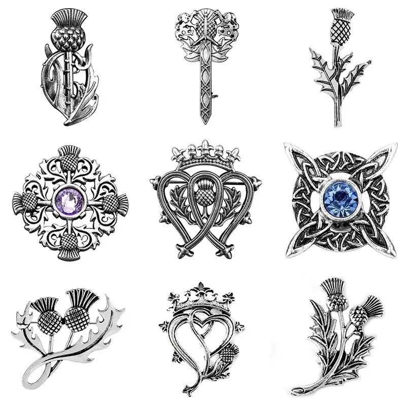 Broches Outlander Escócia: Alfinetes de Lapela com Espada, Cardo e Nó Celta para Kilt, Roupas Femininas e Masculinas, Bolsas e Mochilas - Alfinetes de Moda