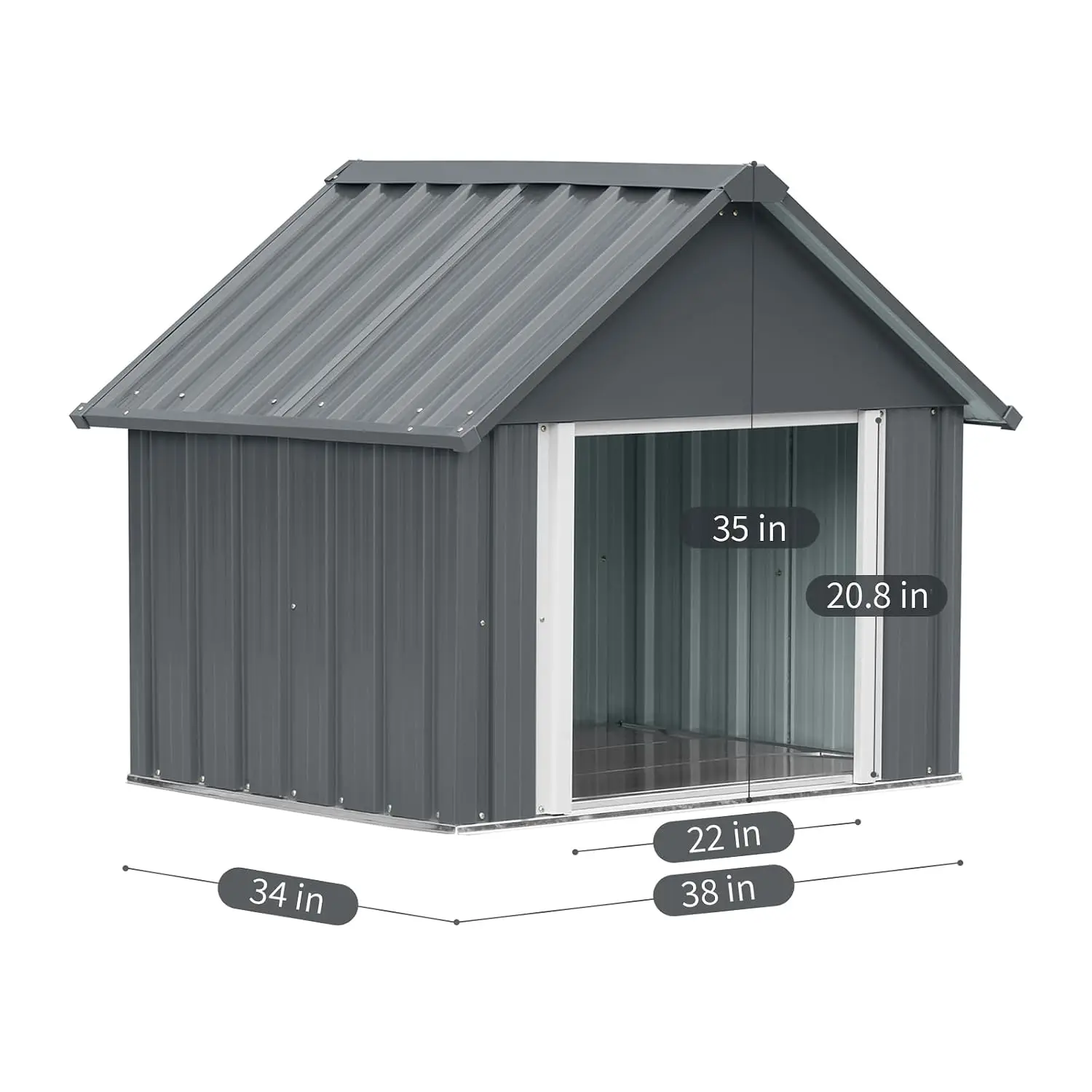 Metal Dog House Indoor Outdoor Weatherproof Puppy Shelter For Medium Large Dogs 34x38x35 Inch, Customized