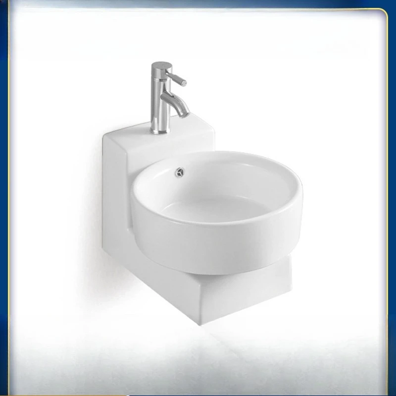 

Round countertop basin ceramic wall-mounted art basin wash basin ceramic stand