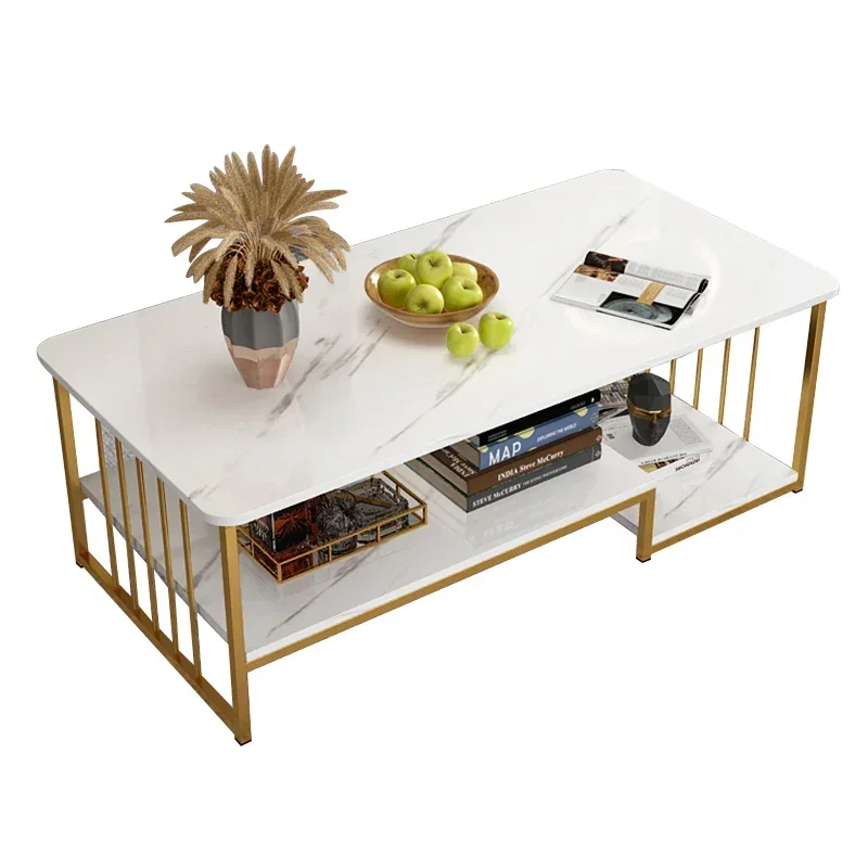 Gold Nordic Coffee Tables Luxury Simple Beautiful Metal Side Table Marble Effect Storage Mesa De Centro De Sala Home Furniture